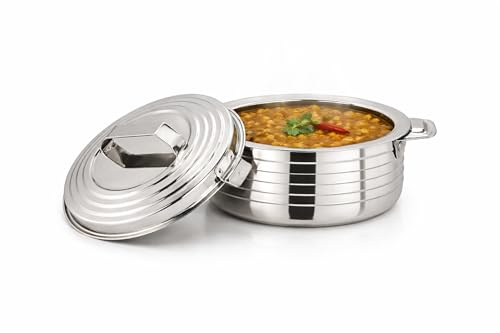 KickWear Stainless Steel Insulated Hot Pot with Lid, Thermal Food Container for Serving Meals, Durable Insulated Casserole Dish, Food Storage Container for Home Kitchen Dining Use (2500ml)