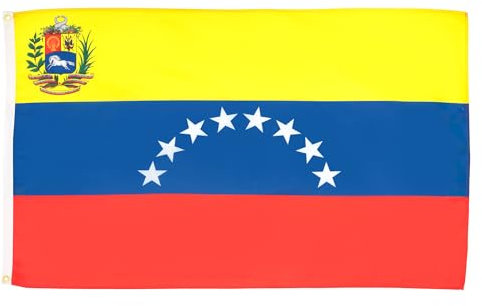 AZ FLAG - Bandera Venezuela - 90x60 cm - Bandera Venezuelana 100% Poliéster Con Ojales de Metal integrados - 50g - Colores Vivos Y Resistente A La Decoloración