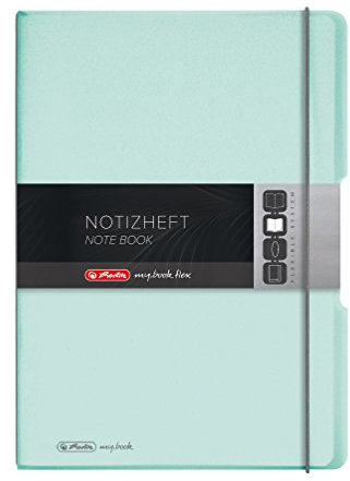 Herlitz 11408655 Notizheft (A4, PP-Wechselcover Mit Verschlußgummi, 80g/m²) 80 Blatt Minze-transparent