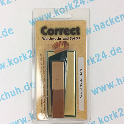 CleHo Weichwachs mit Spatel zur Reparatur von Parkett und Laminatboden Buche gedämpft und Kirsche