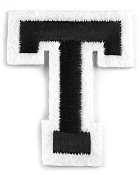 Schnoschi Aufbügler 5 cm hoch Buchstabe T schwarz/weiß