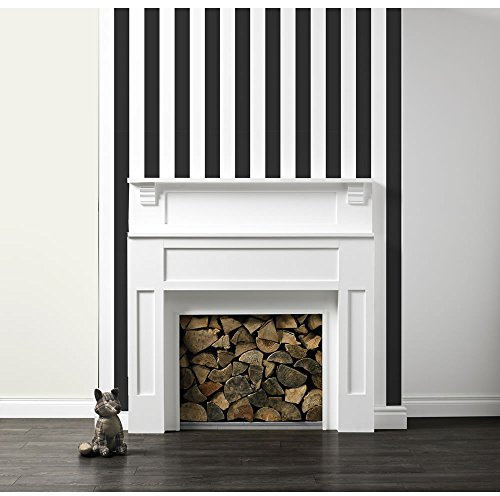 Paste The Wall - Matt Black/White Stripe - Wallpaper