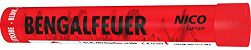 rot-blink, Bengalfeuer KAT F1, blinkende, intensiv leuchtene Bengalfackel im 5er-Pack.