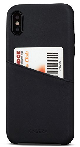 CASEZA Coque iPhone X Noir Venice Housse en Cuir Synthétique - Coque Arrière du Portefeuille en Simili Cuir Haut de Gamme pour Apple iPhone X/iPhone 10 (5,8) Original - Avec porte-cartes