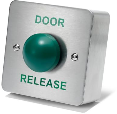SecureMyDoor Door Release Green Dome Button, Brushed Stainless Steel