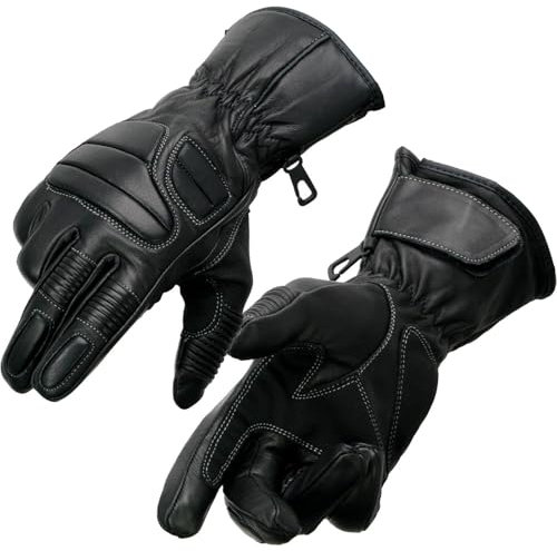 Milwaukee Leather Unisex-Adult Thermal Lined Padded Back Racing Glove With Reflective Piping (Black, X-Large)