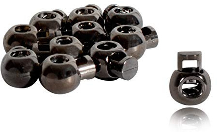 Trimming Shop Metal Spring Loaded Cord Lock Stop Toggle Fastener for Luggage, Clothing, DIY Projects, Lanyard, Backpack, Sportswear, Jackets, Shoelaces (Gunmetal, 10pcs)