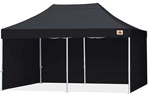 ABCCANOPY 3x6m Pavillon wasserdicht Pop-Up Gartenpavillon Festival Sonnenschutz mit 4 Seitenteilen+Handtasche,Schwarz