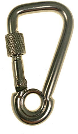 ARBO-INOX - Karabinerhaken asymetrisch Edelstahl A4 Sicherheitsmutter Kausche (120mm)