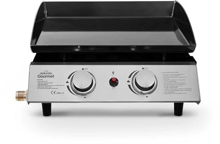 Dellonda 2 Burner Portable Gas Plancha 5kW BBQ Griddle, Stainless Steel - DG21