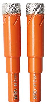 BGTEC Forets Diamantés Brasés sous Vide à Tige Ronde pour Brique de Marbre en Céramique de Carreaux de Porcelaine 2 Pièces 12mm