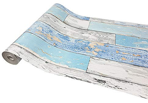 DecoMeister Klebefolien in Holz-Optik Fertigrolle Deko-Folien Holzdekor Selbstklebefolie Holzfolien Selbstklebende Möbelfolie Meeresholz Treibholz Altes Holz Alte Bretter Vintage 90cm x 740 cm