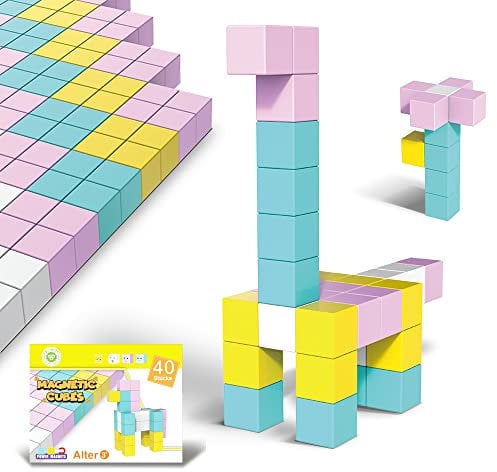 Lemmy Magnetische Bausteine – 40 Stück Lernspielzeug ab 3 Jahre, Bunte Magnetwürfel für Kreativität & STEM-Lernen