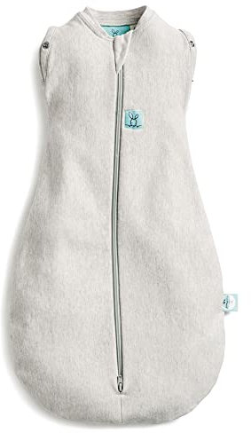 ergoPouch Baby Pucksack Cocoon, 6-12 Monate, ideal Im Sommer | Grey Marle | TOG 0.2 | Bio-Baumwolle | Zwei-Wege Reißverschluss