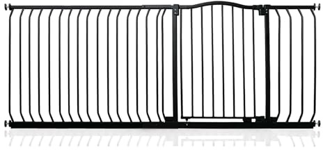 Safetots Barrière de Sécurité Supérieure avec Design Courbé, Barrière de Sécurité à Pression pour Escaliers, Portes, Couloirs et Espaces pour Bébés, 189cm - 198cm, Couleur Noir Mat