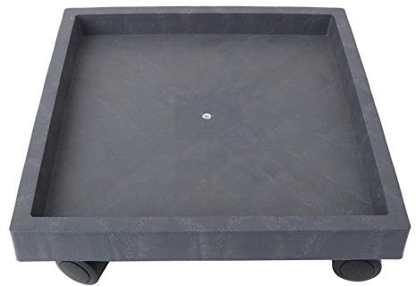 Cabilock Plant Saucers Square Shape Flower Pot Tray On Wheels, Planter Pot Tray for Garden Indoor Outdoor 29 * 29 * 10cm Grey