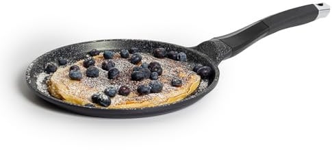 Royalty Line RL-HCP26M Poêle à crêpes Revêtement en marbre 26 cm, Noir