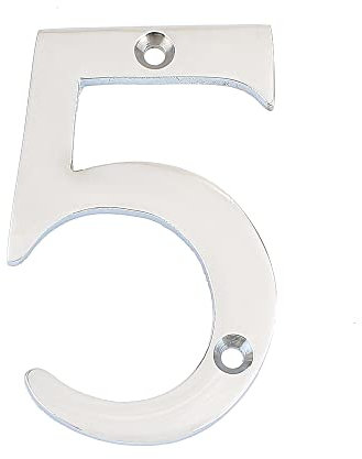 Nutfield Hardware 3 Inch / 75mm House Numbers Polished Chrome Door Numbers Screw Fixed Mailbox Office Hotel House Door Number 5 with Mounting Screws for Walls, Doors, and Gates