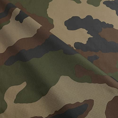 TOLKO Camouflage Stoff aus Ripstop Nylon | dünn wie Futterstoff | Farbecht Reißfest UV-beständig | Popeline Tarnstoff Armee Flecktarn Stoffe zum Nähen Meterware 150cm breit