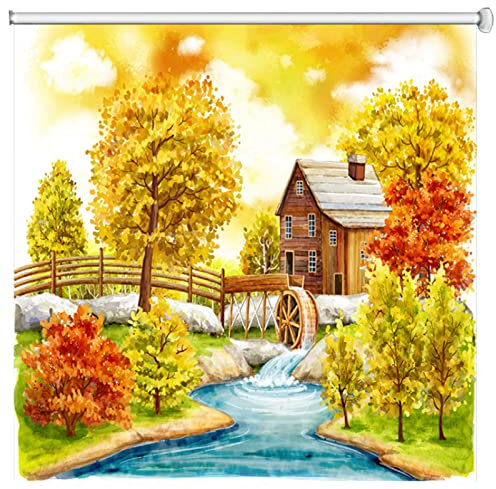 Ccsh Rollo Herbstsaison Rollo 60cm/ 80cm/100cm/ 120cm/140cm Breit, Verdunkelungs-UV-Schutz-Fensterrollo mit Hebekette, Leicht Zusammenzubauen (Size : 60cm x 160cm(1.9ft x 5.2ft))