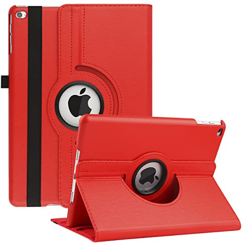 Funda para iPad Air 2/Air 1/iPad 9.7 5ª/6ª Generación (2017/2018) - Rotación de 360 Grados Carcasa con Función de Soporte y Auto-Reposo/Activación (Rojo)
