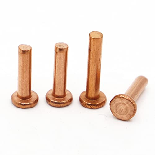 1-50pcs GB109 Rivets solides en cuivre Frapper Rivet à tête plate Rivets en cuivre à tête plate Rivet en laiton massif M1.5 M2.0 M2.5 M3 M4 M5 M6 M8-8mm, M4 5pcs