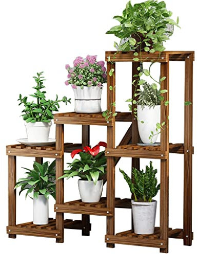 Blumentreppe Aus Holz Für Den Balkon, Ständer Für Grüne Pflanzen, Blumentopfständer Für Den Innenbereich, Dekoratives Regal Für Das Wohnzimmer (Color : Brown, S : 79x25x92cm)