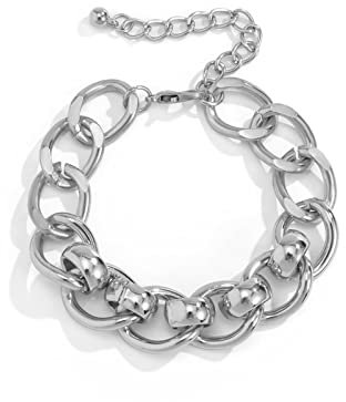 Stfery EIN Armband Damen, Armband Trauzeugin Alloy Dicke Kette Silber Frauen 21CM Geschenk Beste Freundin