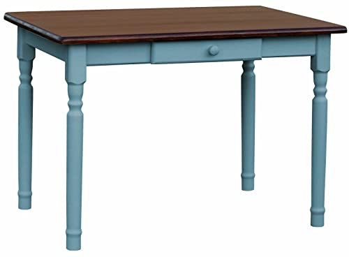 k koma Blau Esstisch Tisch mit Schublade Küchentisch Kiefer Holz Landhausstil - NEU Nuss (80 x 100)