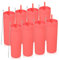 Volhoply 600ml Trinkbecher mit Deckel und Strohhalm Achterpack,Doppelwandiger Wiederverwendbar Reisebecher,BPA-freier Matte Pastellfarben Acryl-Plastikbecher für Fruchtsaft,Geschenk(Rot,8 Stück)