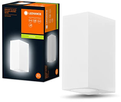 LEDVANCE ENDURA Classic Square Updown Außen-Wandleuchte, weiß, GU10-Sockel (max 35W), kann mit einfacher oder smarter Lampe bestückt werden, Down oder Up/Down Leuchtenvariante, Schutzklasse IP44