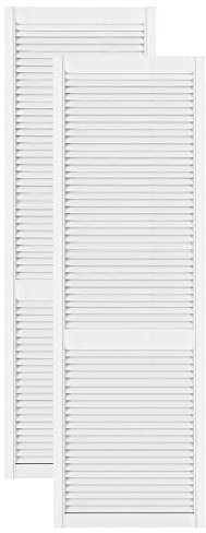 DecoMeister Lamellentüren weiß lackiert aus Holz Massivholz Holztür Schranktür mit offenen Lamellen für Kleiderschrank Möbelfronten 594x2013 mm 2-er Pack