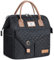 Lekesky Kühltasche Damen Lunchtasche Isolierte für Frauen Auslaufsichere Weit Geöffnete Lunchbox, 11L, Schwarz Gesteppt