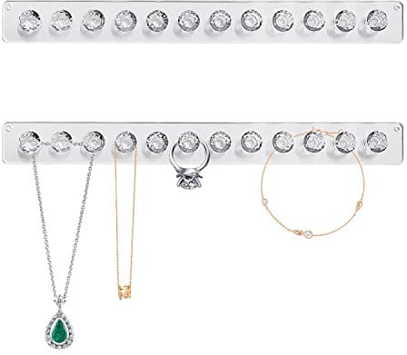 NINVVS 2 Pcs Necklace Hangers, Wall-Mounted Scrylic Jewelry Rack, Self-Adhesive Necklace Organizer, Jewelry Display Rack, Jewelry Storage Hook, Used for Necklaces, Earrings, Bracelets
