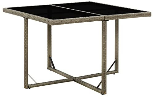 INLIFE Gartentisch Grau 109x107x74 cm Poly Rattan und Glas,Grau,23.4KG