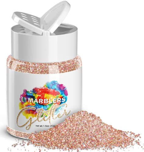MARBLERS Holographic Glitter [Holo French Pink] 1.5oz (42g) | Fine | Non-Toxic, Vegan, Cruelty-Free | Face, Body, Eyeshadow, Hair, Festival, Party Makeup | Nail Art, Polish | Resin, Tumbler, Candle