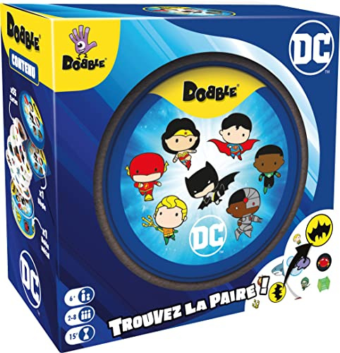Dobble Asmodee DC Comics - Jeu de de Carte - Jeu de Société Rapide et Amusant pour Toute la Famille - 15 Minutes de Jeu, 2-8 Joueurs, A partir de 6 Ans
