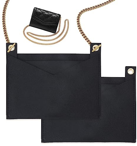 WADORN 2xFilz-Geldbörsen-Organizer, Tascheneinsatz, Mini-Handtasche, Formertasche in Tasche, rechteckige Umschlagtasche, Organizer-Einsatz für Frauen, Clutch, Pochette, 21.6x18.2 cm, Schwarz