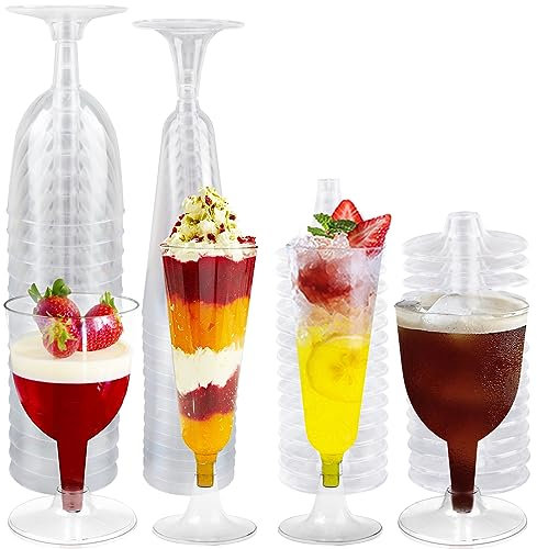 Copas de Champán de Plástico Reutilizables, ACTOYS 30pcs Copas de Vino Plastico, Flautas Champagne Plástico, Transparente Vasos de Plástico Champagne, Copas Cava Plastico Duro Reutilizable