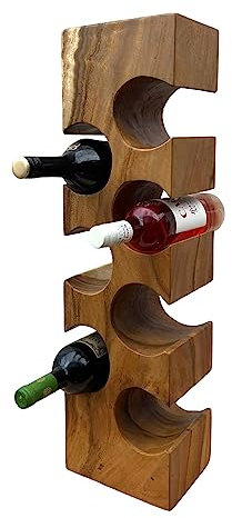 FaHome Weinregal Massiv Holz (50/70/100x27x18) Freistehender Weinhalter massivholz Flaschenhalter Natur (7-Flaschen 70x27x18cm)