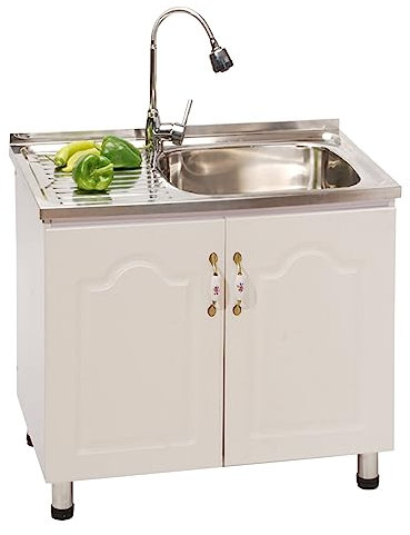 Evier inox professionnel,Meuble sous evier salle de bain,lavabo salle de bain,evier exterieur de jardin,Évier Inox De Cuisine 1 Bac, Facile À Nettoyer, pour Salle de Lavage, garages,Intérieur ( Color