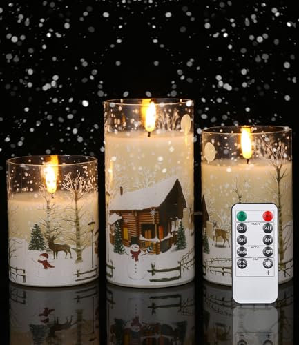 3Pcs Led Kerzen mit Timerfunktion, Led Kerzen Flackernde Flamme Echtwachs, Flammenlose Kerzen, Led Kerzen mit Fernbedienung, Led Weihnachtskerzen, Flammenlose Kerzen Weihnachten Dekoration Kerzen