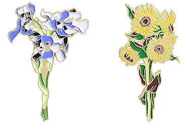 Flower Enamel Pins - Iris & Sunflower Enamel Brooch Lapel Pins - Bouquet Cartoon Plant Jewelry Gift for Lover, Girlfriend