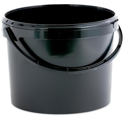 25 x 10L Plastic Bucket Pail + Handle & Lid - Heavy Duty ¦ Food Grade BPA Free ¦ Multi-use Fermentation Feed Dry Food Liquid Chemicals Hydroponics Storage Container BLACK