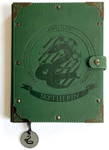 Paper House Productions Harry Potter Notizbuch mit geprägtem veganem Leder, mit Satinband, 20,3 cm, Slytherin