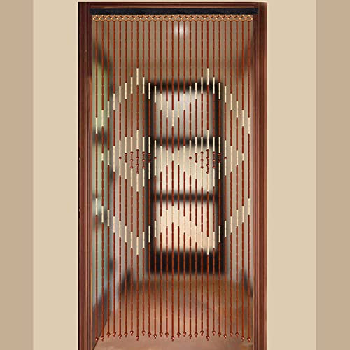 Holzvorhang Türvorhang Insektenschutz Hölzern Perlenvorhang Fadenvorhang Dekor Vorhang Deko Raumteiler 90 x 175 cm (Bambus + Holz)
