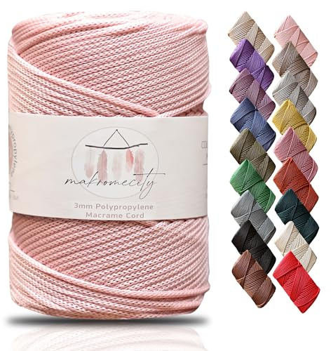 Makromecity Makramee Garn 3mm x 120m Pinke Premium Polyester Makramee Schnur Polypropylene Yarn Basteln für Wandbehänge Umhängetasche Handtasche Runner Schnullerkette Platzteller