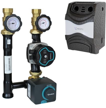 ENVIRON - Pumpengruppe Profimix EN001T DN25 mit Drei-Wege-Mischer, Stellmotor 230V und Hocheffizienzpumpe | Heizung Fußbodenheizung Mischer Heizungsmischer Umwälzpumpe (Environ Ecostar 25/7.5)