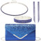 OUAYEMEL Ensemble de 4 sacs à bandoulière élégants pour femme avec enveloppe à paillettes pour soirée, mariage, bal de fin d'année, fête, bleu