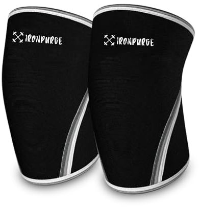 Ironpurge - Rodillera de compresión de neopreno de 7 mm de grosor para hombre y mujer para sentadillas, levantamiento de pesas, levantamiento de pesas y levantamiento de tierra (XL)